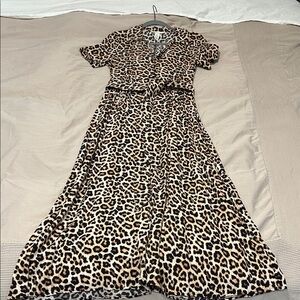 H&M Leopard Print Maxi Dress - Beige and Black